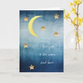 Blue Moon Gold Stars I love you to the moon & back Kaart (Gele Bloem)
