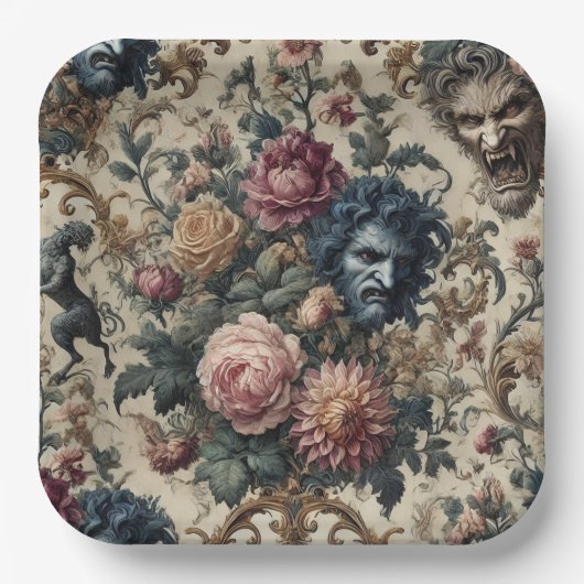 Blue Moon Grimoire – Gotische Victoriaanse stijl Papieren Bordje (Voorkant)