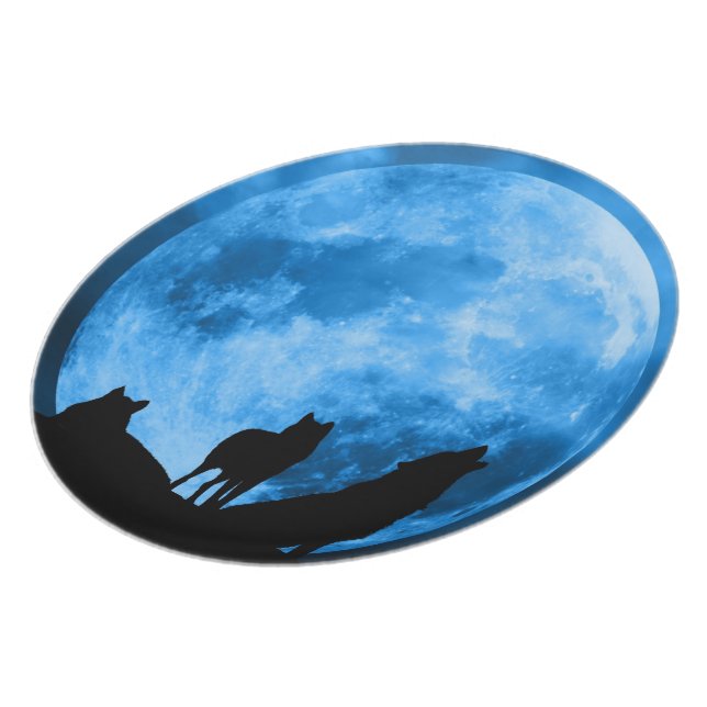 Blue Moon Howling Wolves Melamine+bord (Linkerzijde)