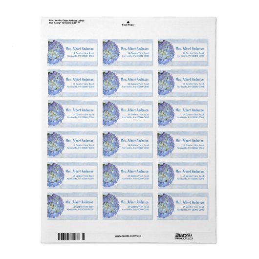 Blue Moon Hydrangea Etiket op naam (Full Sheet)