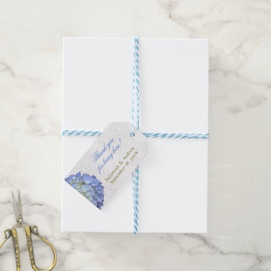 Blue Moon Hydrangea Floral Hartelijk dank Cadeaulabel (Met Touw)