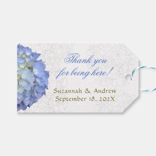 Blue Moon Hydrangea Floral Hartelijk dank Cadeaulabel (Voorkant (Horizontaal))