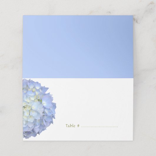 Blue Moon Hydrangea gevouwen Permanent Place Kaart Plaatskaartje (Buitenkant ongevouwen)