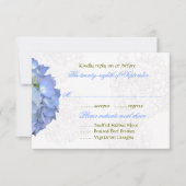 Blue Moon Hydrangea Wedding RSVP Menu Kaarten (Voorkant)