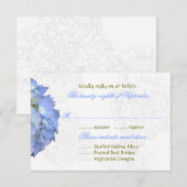Blue Moon Hydrangea Wedding RSVP Menu Kaarten (Voorkant / Achterkant)
