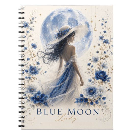 Blue Moon Lady Licht Versie Premium Notitieboek (Voorkant)