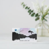 *~* Blue Moon Leaping Pine Tree Cosmic Rainbow Visitekaartje (Staand voorkant)