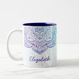 Blue Moon Mandala 11 oz. Personalized Mug Tweekleurige Koffiemok