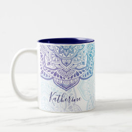 Blue Moon Mandala Personalized Mug Tweekleurige Koffiemok