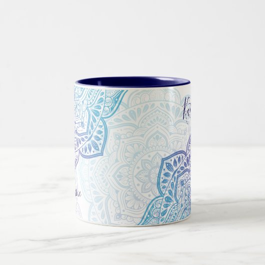 Blue Moon Mandala Personalized Mug Tweekleurige Koffiemok (Center)
