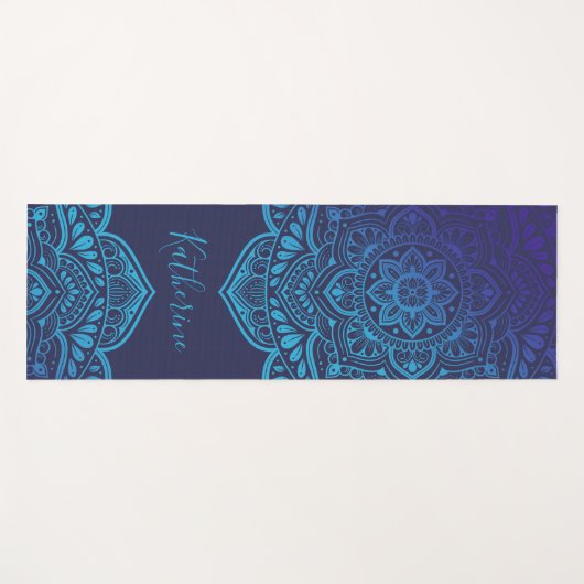 Blue Moon Mandala Personalized Yoga Mat (Voorkant (horizontaal))