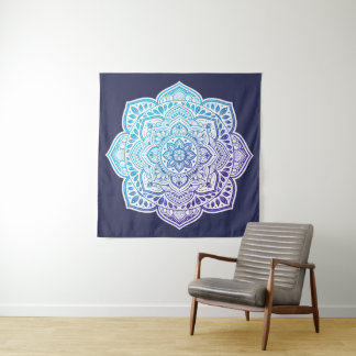 Blue Moon Mandala Tapestry Wandkleed