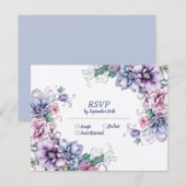 Blue Moon on Flower (achterkant): Wedding RSVP Kaa Notitiekaartje (Voorkant / Achterkant)