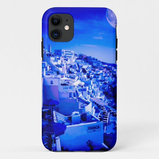 Blue Moon Over Fira Santorini Case-Mate iPhone Case (Achterkant)