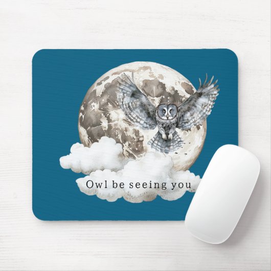 Blue Moon Owl Be Seeing You Muismat (Met muis)
