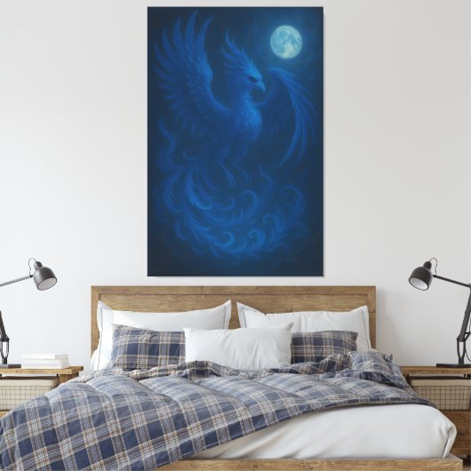 Blue Moon Phoenix · Fine Art Canvas Print (Insitu (Slaapkamer))