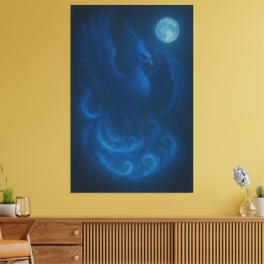 Blue Moon Phoenix · Fine Art Canvas Print (Insitu (Woonkamer))