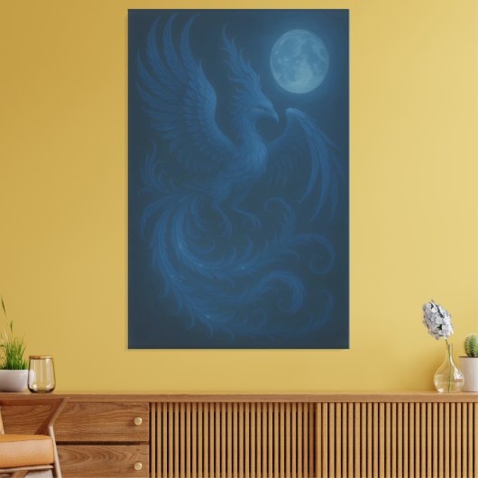 Blue Moon Phoenix · Fine Art Canvas Print (Insitu (Woonkamer))