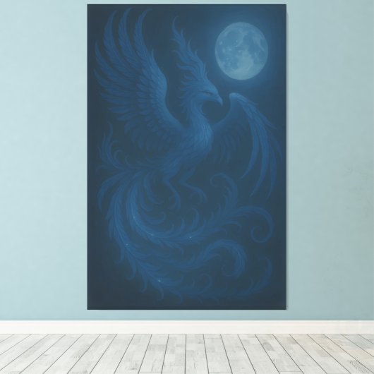 Blue Moon Phoenix · Fine Art Canvas Print (Insitu (Houten vloer))