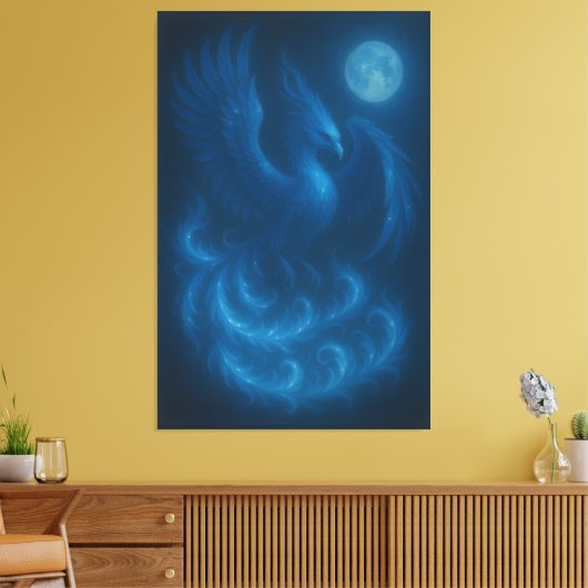 Blue Moon Phoenix · Fine Art Canvas Print (Insitu (Woonkamer))