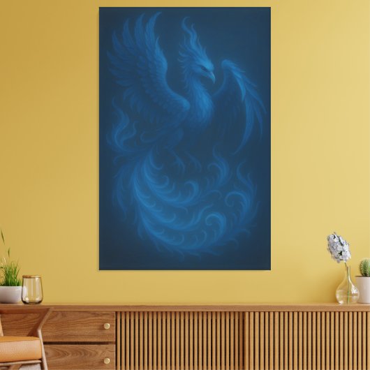 Blue Moon Phoenix · Fine Art Canvas Print (Insitu (Woonkamer))