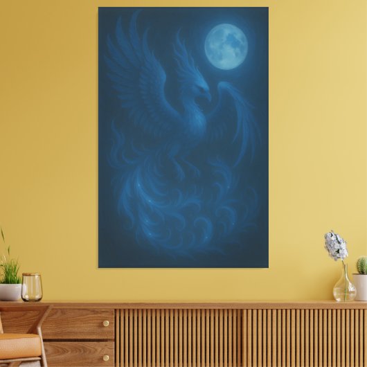 Blue Moon Phoenix · Fine Art Canvas Print (Insitu (Woonkamer))