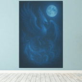 Blue Moon Phoenix · Fine Art Canvas Print (Insitu (Houten vloer))
