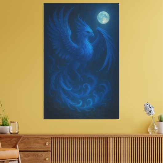 Blue Moon Phoenix · Kunstcanvasprint Canvas Afdruk (Insitu (Woonkamer))