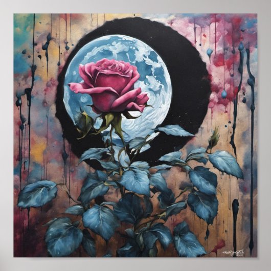 Blue Moon Pink Rose Poster (Voorkant)