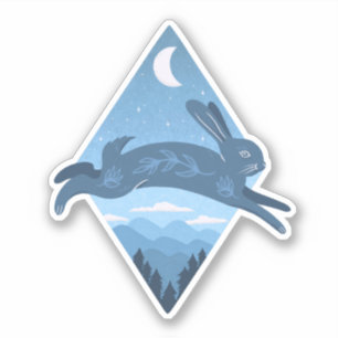 Blue Moon Rabbit Over Blue Ridge Mountains Sticker