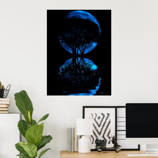 Blue Moon Reflected Poster (Thuiskantoor)