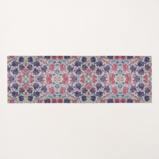 Blue Moon Roos Floral Monogram Yoga Mat (Achterkant (horizontaal))