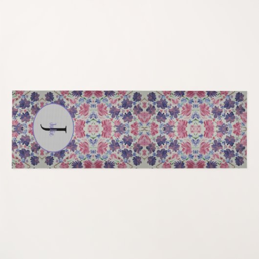 Blue Moon Roos Floral Monogram Yoga Mat (Voorkant (horizontaal))
