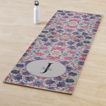 Blue Moon Roos Floral Monogram Yoga Mat
