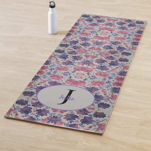 Blue Moon Roos Floral Monogram Yoga Mat (In situ)