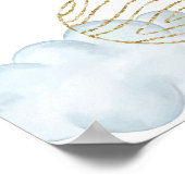 Blue Moon Star Cloud Boy Baby shower Welkom Poster (Hoek)
