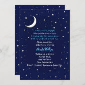 Blue Moon & Stars Celestial Baby shower Invitation Kaart (Voorkant / Achterkant)