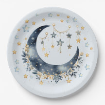 Blue Moon Stars Jongens Baby Shower Papieren Bord