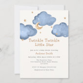 Blue Moon Stars Twinkle Twinkle Baby shower Kaart (Voorkant)