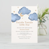 Blue Moon Stars Twinkle Twinkle Baby shower Kaart (Staand voorkant)
