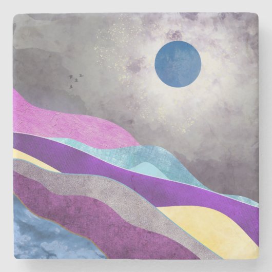 Blue Moon Stenen Onderzetter (Voorkant)