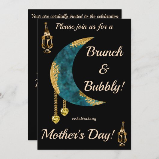 Blue Moon Verguld Goud, Gele Harten Moederdag Kaart (Voorkant / Achterkant)