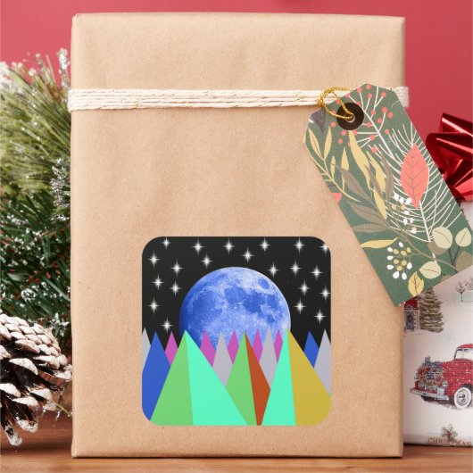 Blue Moon Vierkante Sticker (Feestdagen)