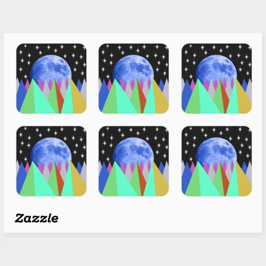 Blue Moon Vierkante Sticker (Vel)