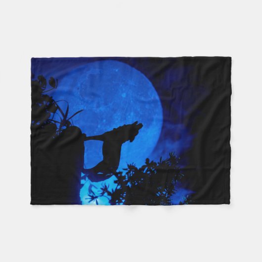 Blue Moon Wolf Fleece Blanket (Voorkant (Horizontaal))