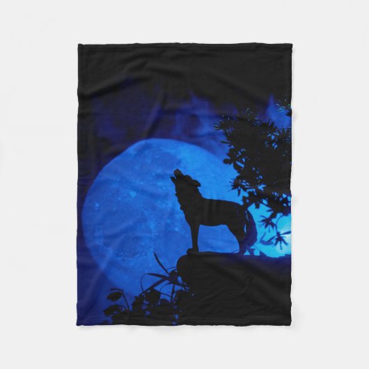 Blue Moon Wolf Fleece Blanket (Voorkant)