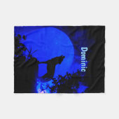 Blue Moon Wolf Fleece Blanket Deken (Voorkant (Horizontaal))