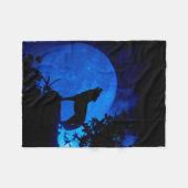 Blue Moon Wolf Fleece Blanket Deken (Voorkant (Horizontaal))