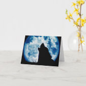 Blue Moon Wolf Note Kaart (Gele Bloem)