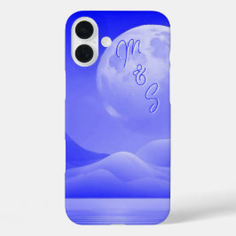 Blue Moonlight Galaxy Monogrammed Hoesje - Mate iP